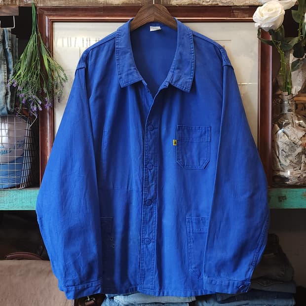 80s 프렌치 워크자켓 프렌치자켓 블루 빅사이즈 워크자켓 58