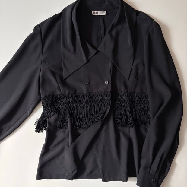 fringe double breasted blouse