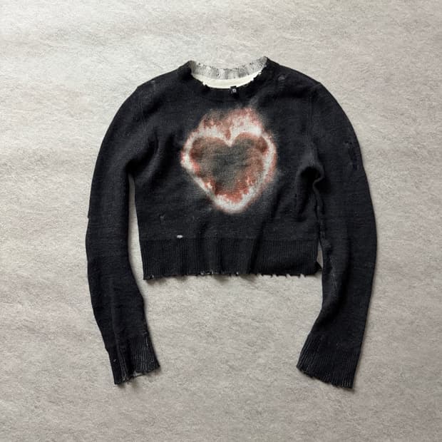 R13 하트 디스트로이드 니트