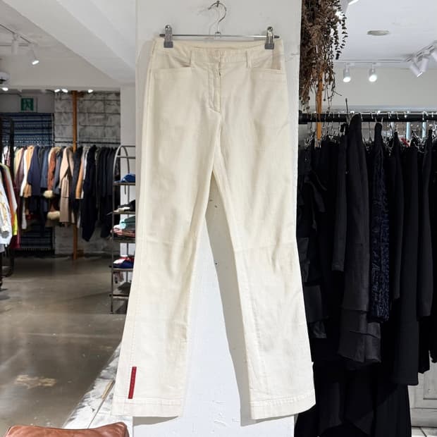 프라다 스포츠 화이트 패널 코튼 팬츠