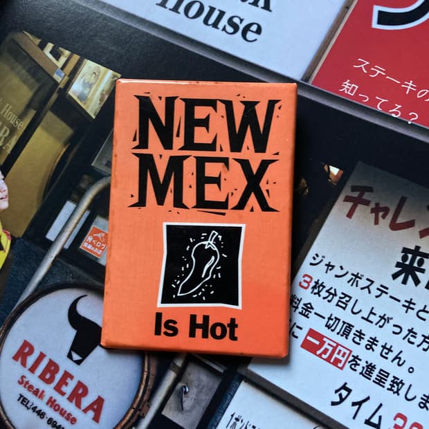 빈티지 NEW MEX 칠리 프린팅 스퀘어 핀 버튼 뱃지 브로치 악세사리