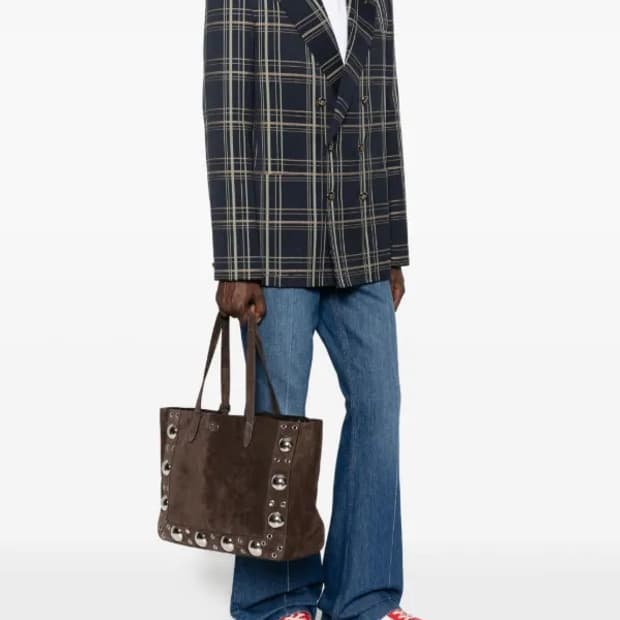 발렌티노 2025fw 다크브라운 스웨이드 토트백