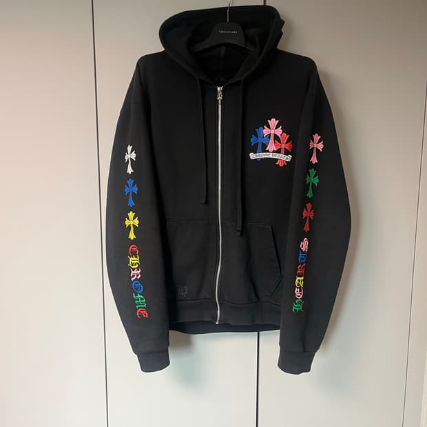 크롬하츠 멀티 컬러 크로스 플리스 집업 후드집업L