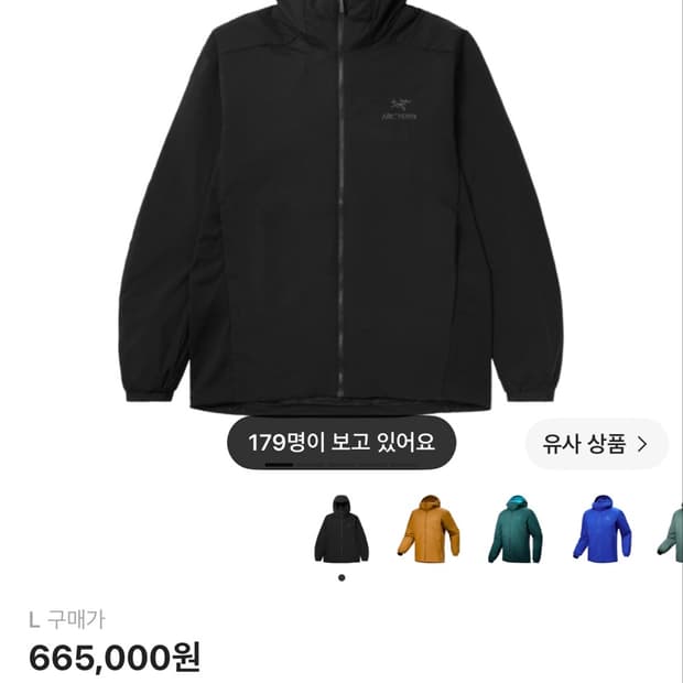 아크테릭스 아톰 후디 블랙 L