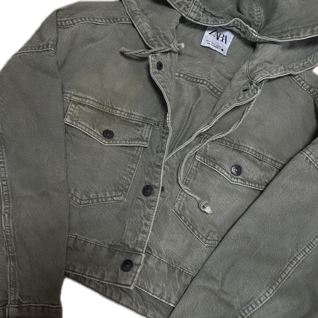 ZARA 후드 데님 크롭 자켓