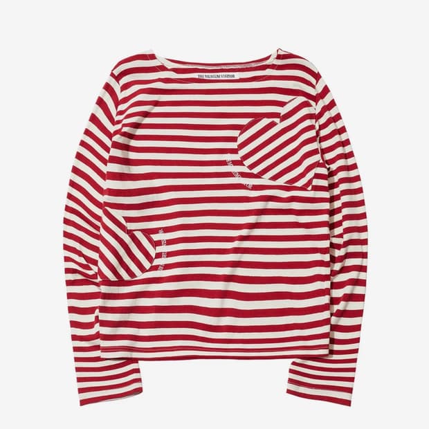 더뮤지엄비지터 HEART STRIPE LONG T-SHIRT (WINE)
