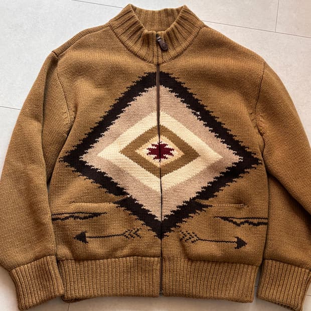 올젠 코위찬 스타일 나바호 패턴 집업 니트 (두툼/빈티지)
