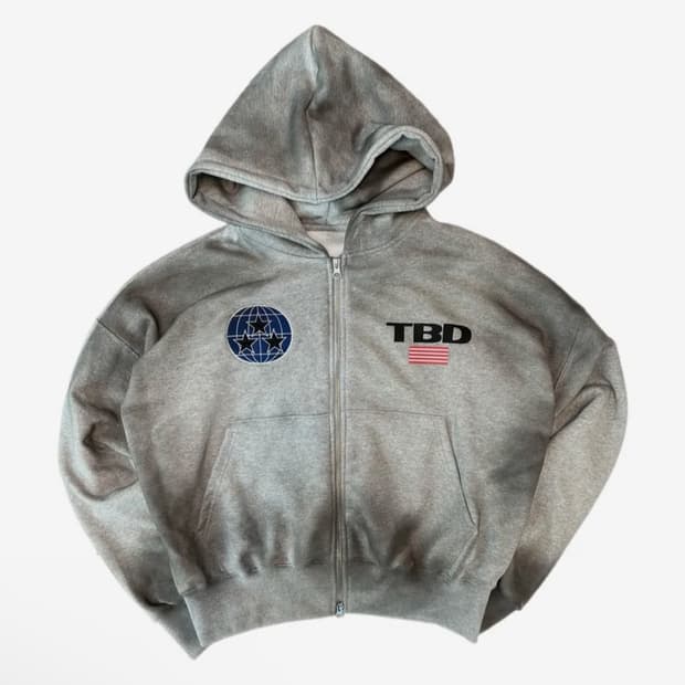 톰스벌스데이 TBD 월드로고 스프레이 후드집업 그레이 2