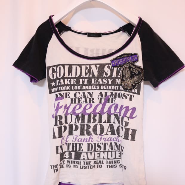 갸루 빈티지 프린팅 반팔 