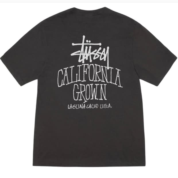 (L) 스투시 캘리 그로운 피그먼트 다이드 티셔츠 페이디드 블랙