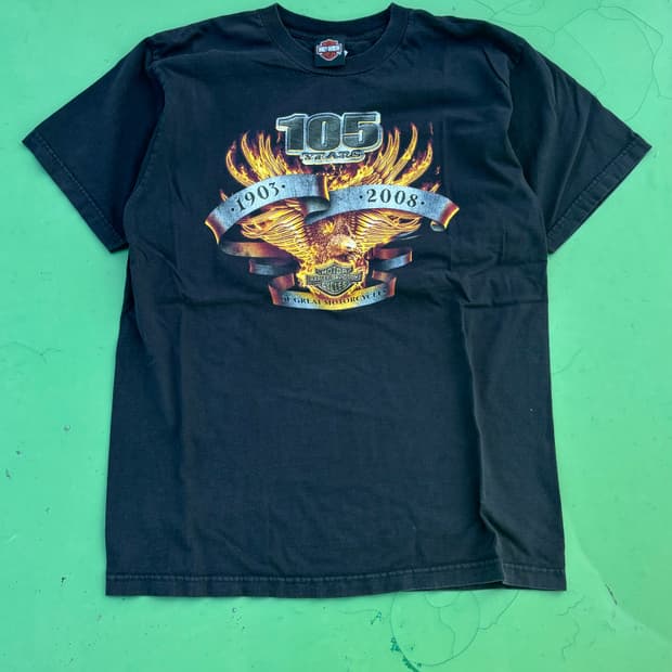 00's Harley Davidson 105 years graphic T