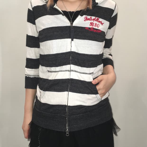 jpn vintage y2k stripe lettering hood zi