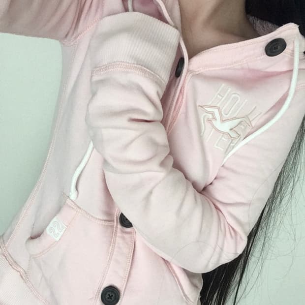 홀리스터 연핑크 버튼업 후드집업 Hollister 히메갸루 핀터레스트