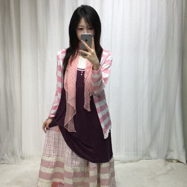 빈티지 라즈베리 도트 코디세트 