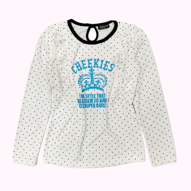 dot pattern frill crown t-shirt