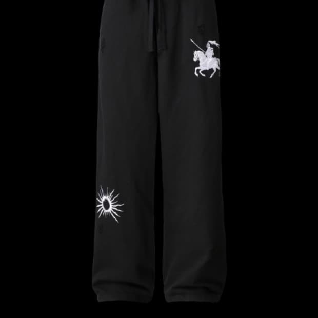Tornortied Appliqué 스웨트 팬츠 Black