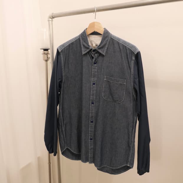 꼼데가르송 간류 나일론 슬리브 데님 셔츠