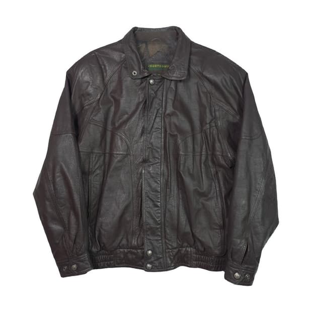 COUNTDOWN 빈티지 오버핏 다크 브라운 레더 자켓 M