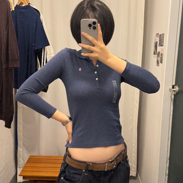 폴로 랄프로렌 딱붙 y2k 긴팔 카라티셔츠 새상품