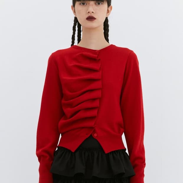Burmula 버뮬라 오블리크 가디건 레드
