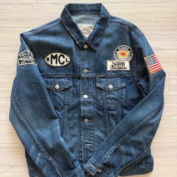 폴로 랄프로렌 패치 데님 트러커 자켓 L