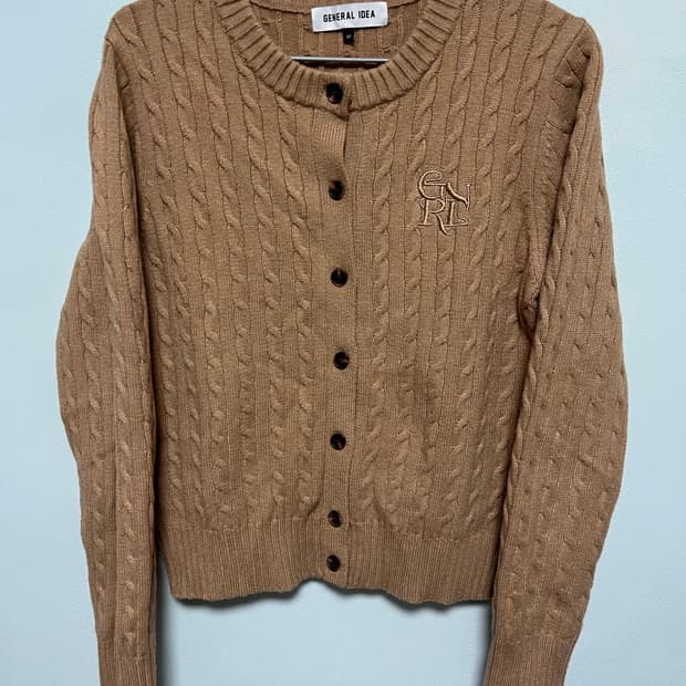 제너럴아이디어 브라운 꽈배기 가디건