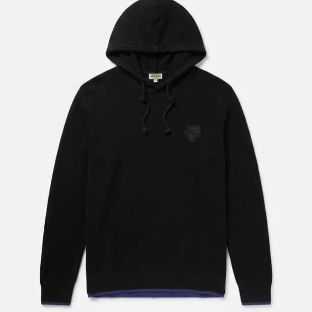 KENZO 블랙 타이거 로고 후드티 XL