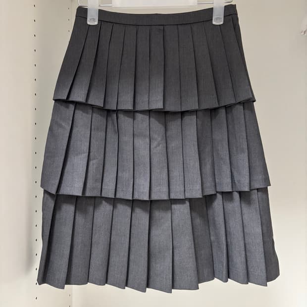 ronron 론론 레이어드 플리츠 스커트 차콜 그레이 S