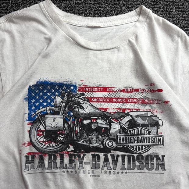 00s 할리데이비슨 USA 성조기 빅로고 바이크 티셔츠 2894