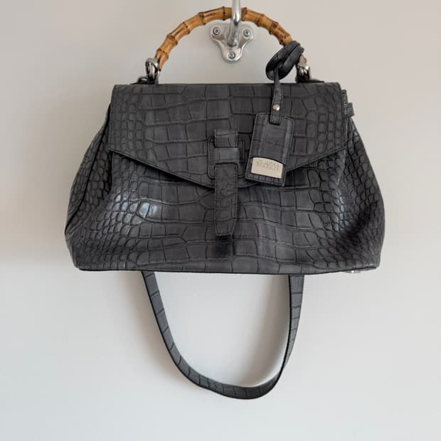 CLAUDIA 크로커패턴 뱀부 토트백(ITALY, 숄더 가능)