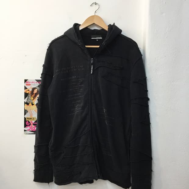 빈티지 디스트로이드 레터링 후드집업