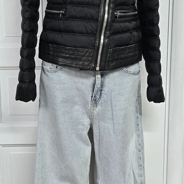 마쥬 양가죽배색 다운라이더자켓