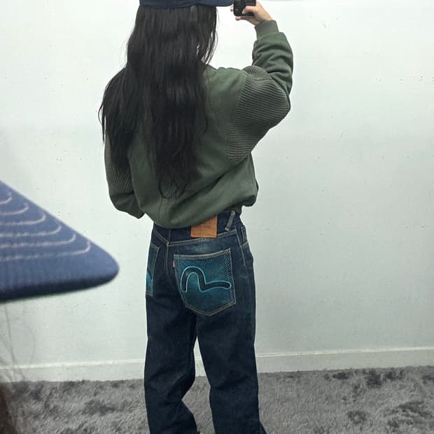 에비수 블루 로고 데님