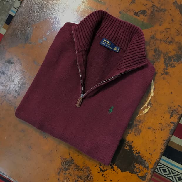 폴로랄프로렌 버건디 반집업 풀오버 니트 남성 102 105 