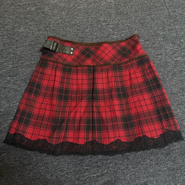 와이즈걸 빈티지 펑크 키치 체크스커트