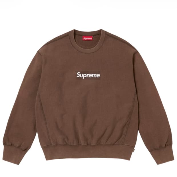 슈프림 워시드 박스로고 크루넥 브라운 - 25SS
