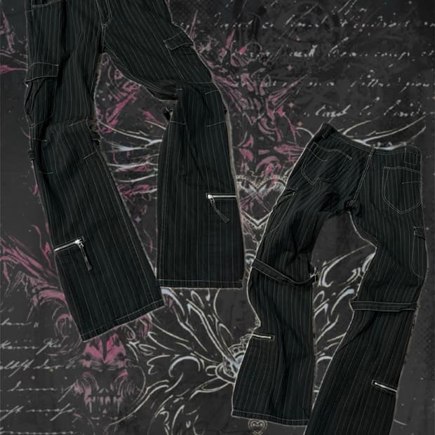 Y2K punk Stripe eyelet cargo pants