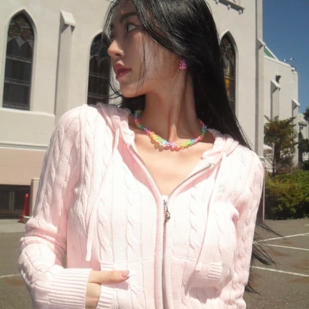 페일제이드 트위스트 니트 후드집업 