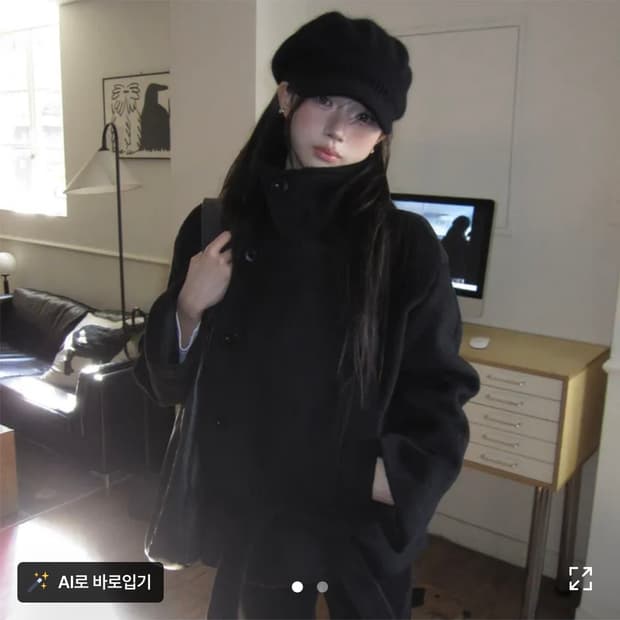 모디무드 블랙 하프 더블 코트 숏코트 (새상품)