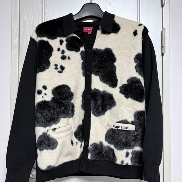 슈프림 카우 프린트 가디건 블랙