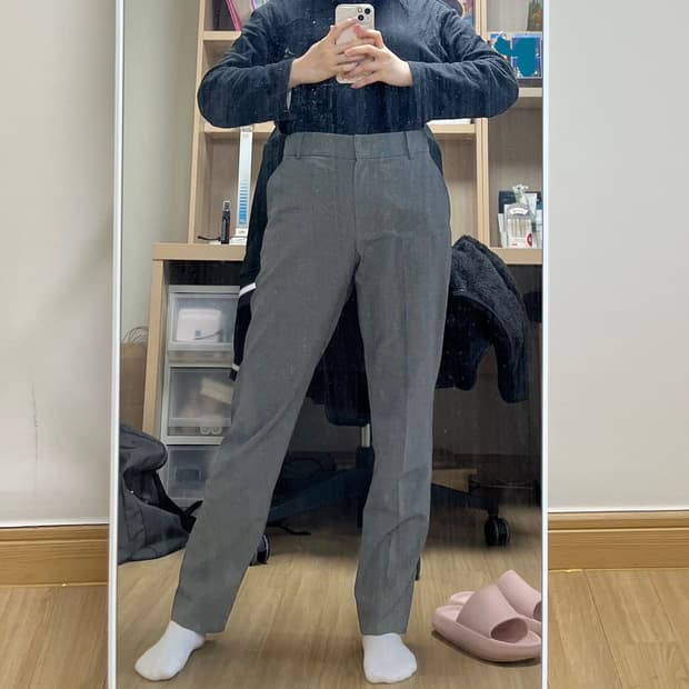 모르간 하운드 잔체크 슬랙스 no