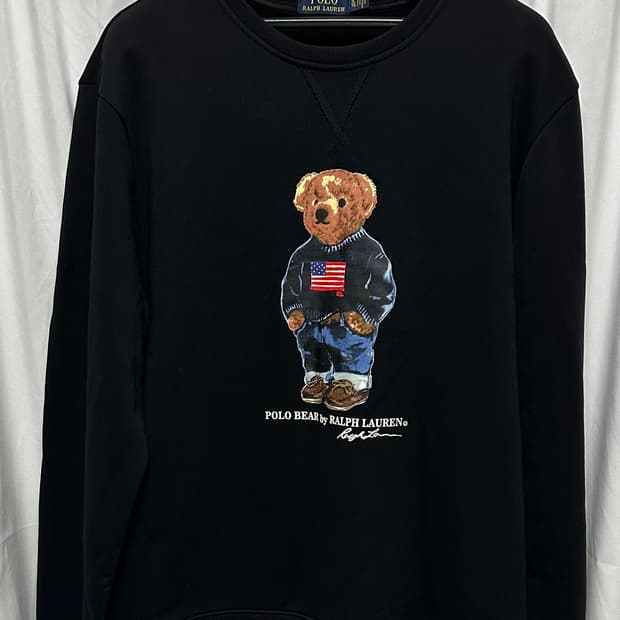 no.98 폴로 랄프로렌 성조기니트폴로베어 맨투맨 블랙 xl