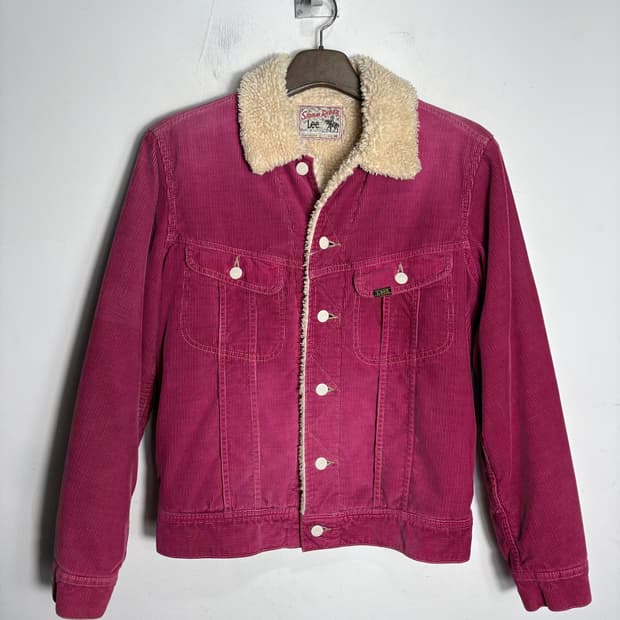 Lee 리 시어링 카라 핑크 코듀로이 자켓