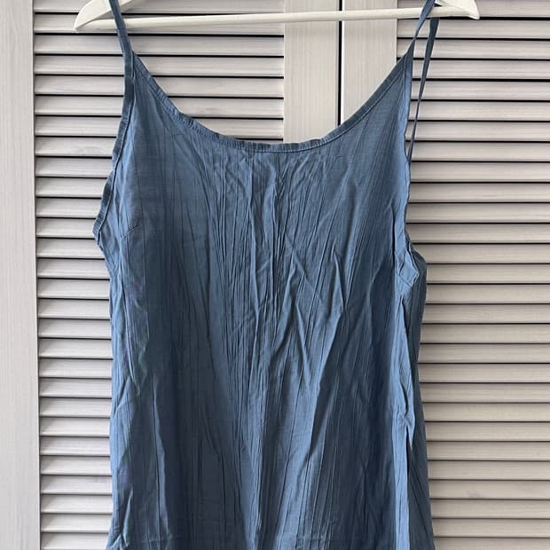 뮤트 블루 뷔스티에 링클 원피스