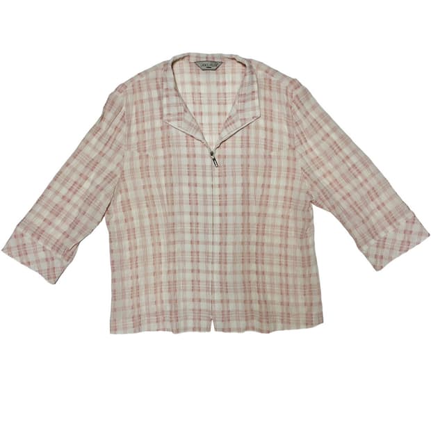 Sakura pink check zip up