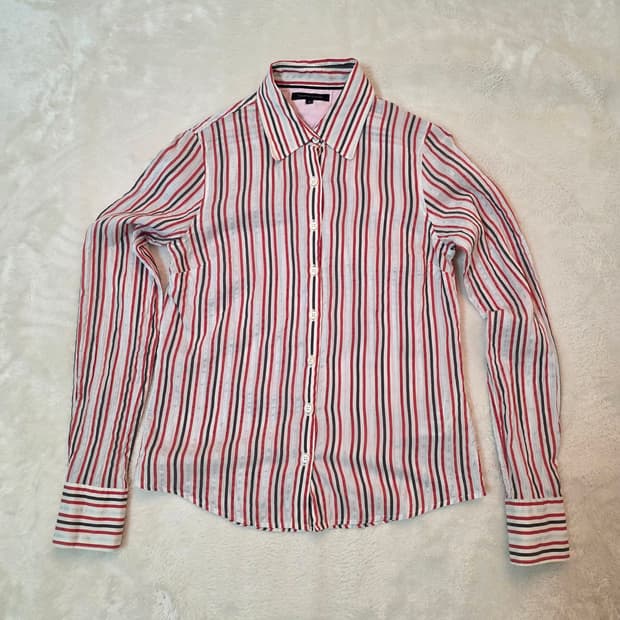 (55)여성 타미 실크 스트라이프 셔츠