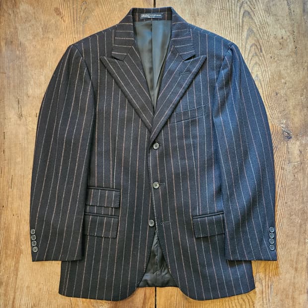 빈티지 랄프로렌 3버튼 울 스트라이프 2피스 셋업 