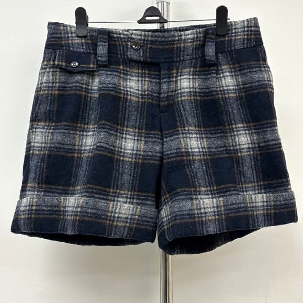 빈티지 울70% 체크 쇼츠