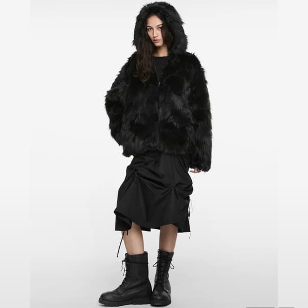 나체 리버시블 후디 퍼 자켓