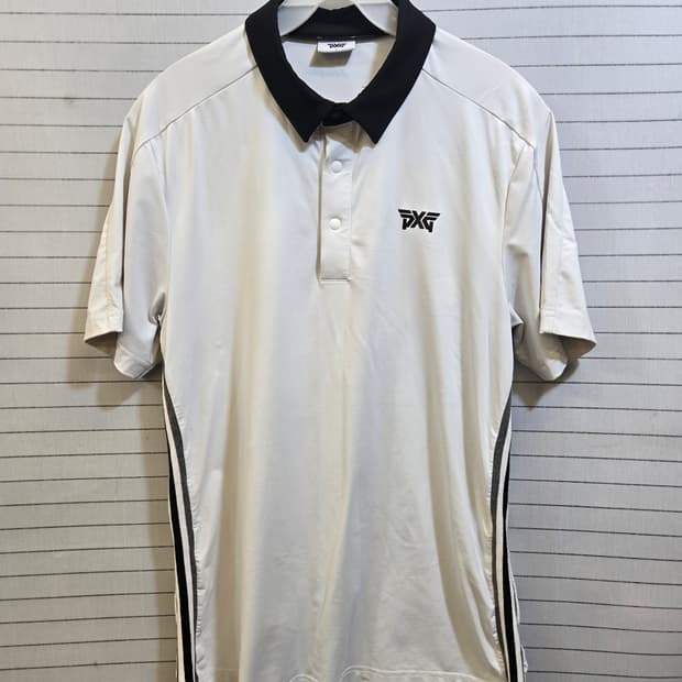  PXG( 정품 ) 화이트 블랙 배색 골프 반팔티 L